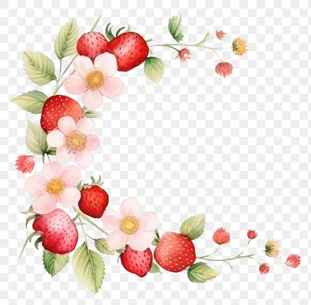 PNG Strawberry pattern flower fruit.
