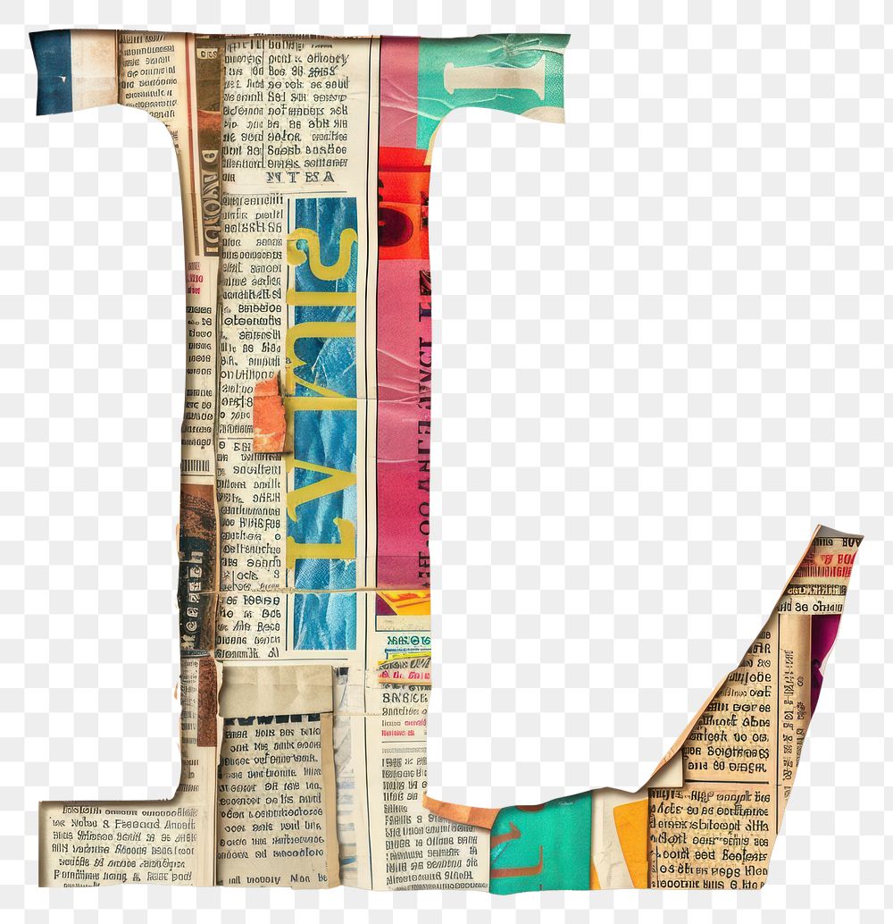Magazine paper letter L newspaper collage text.