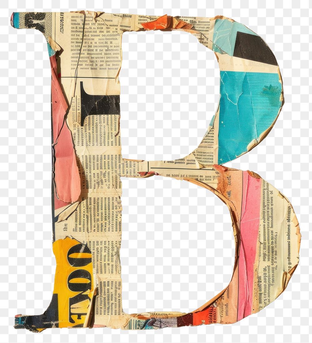 Magazine paper letter B collage number text