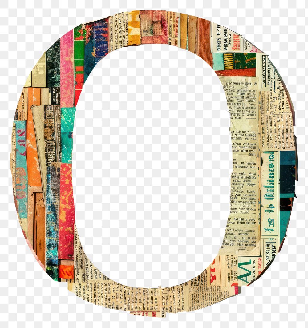 Magazine paper letter O collage art photography.