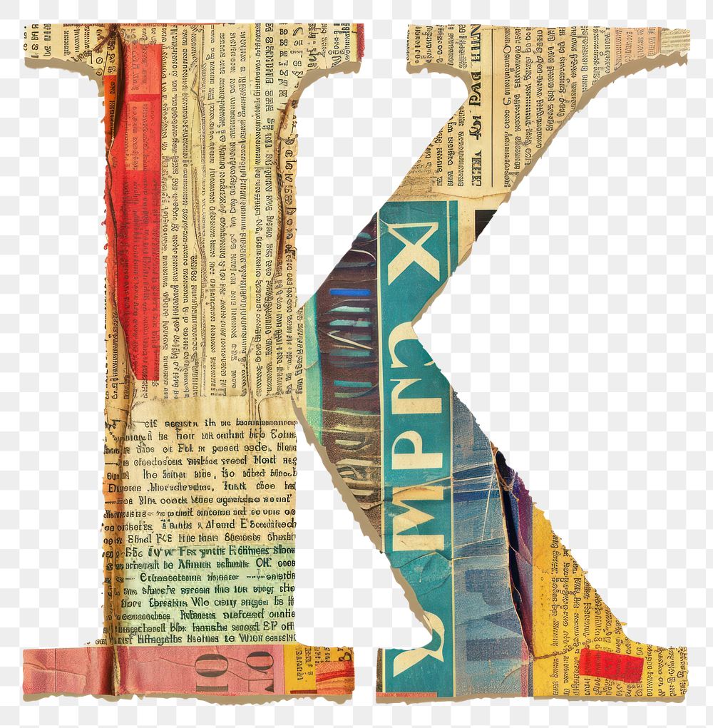 Magazine paper letter K collage number text