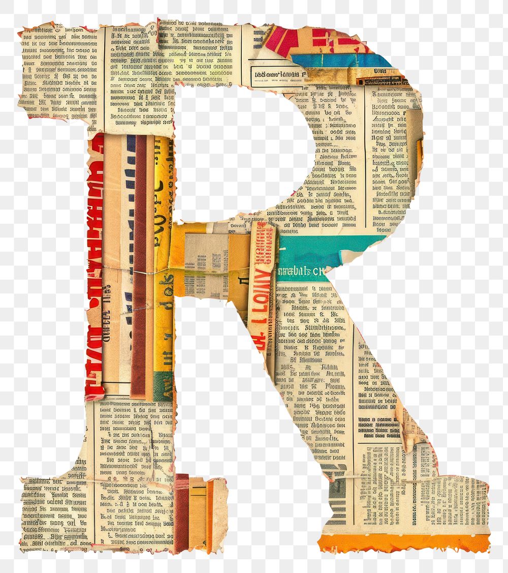 Magazine paper letter R number text 