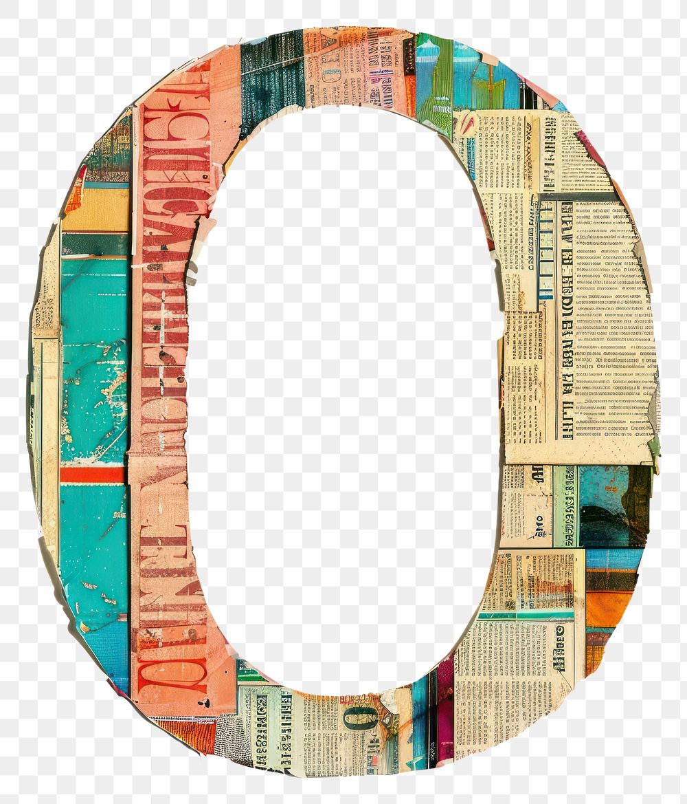 Magazine paper letter O collage text art