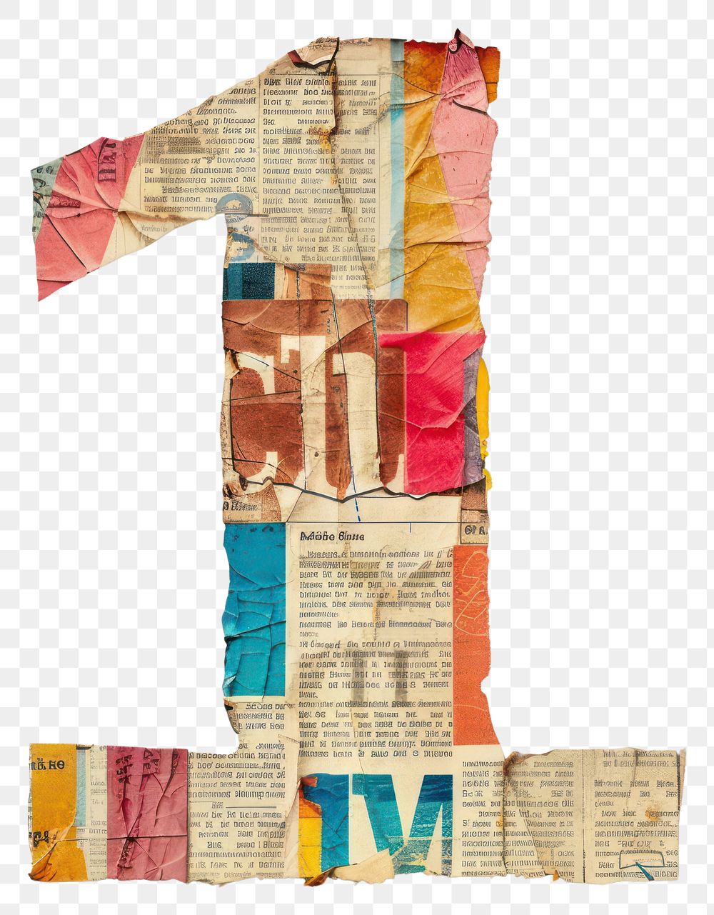 Letter number 1 paper collage | Premium PNG - rawpixel