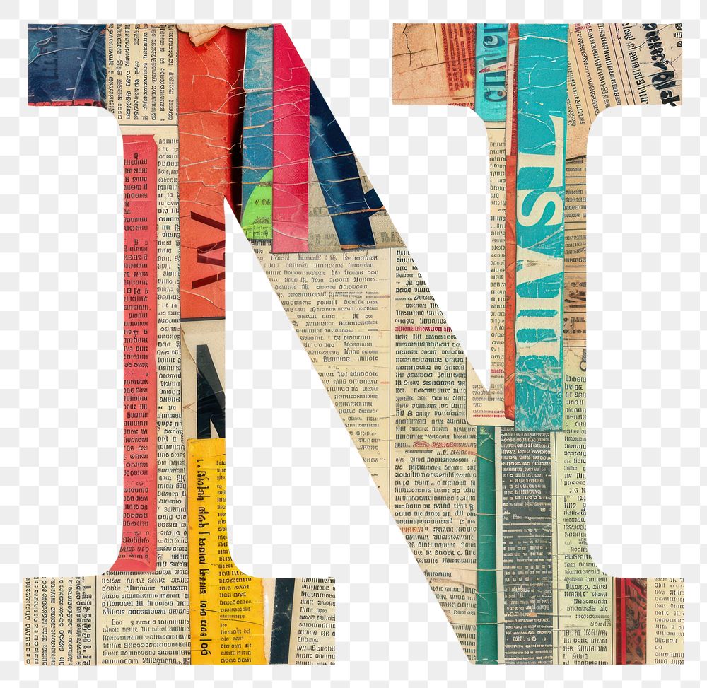 Magazine paper letter N collage number text