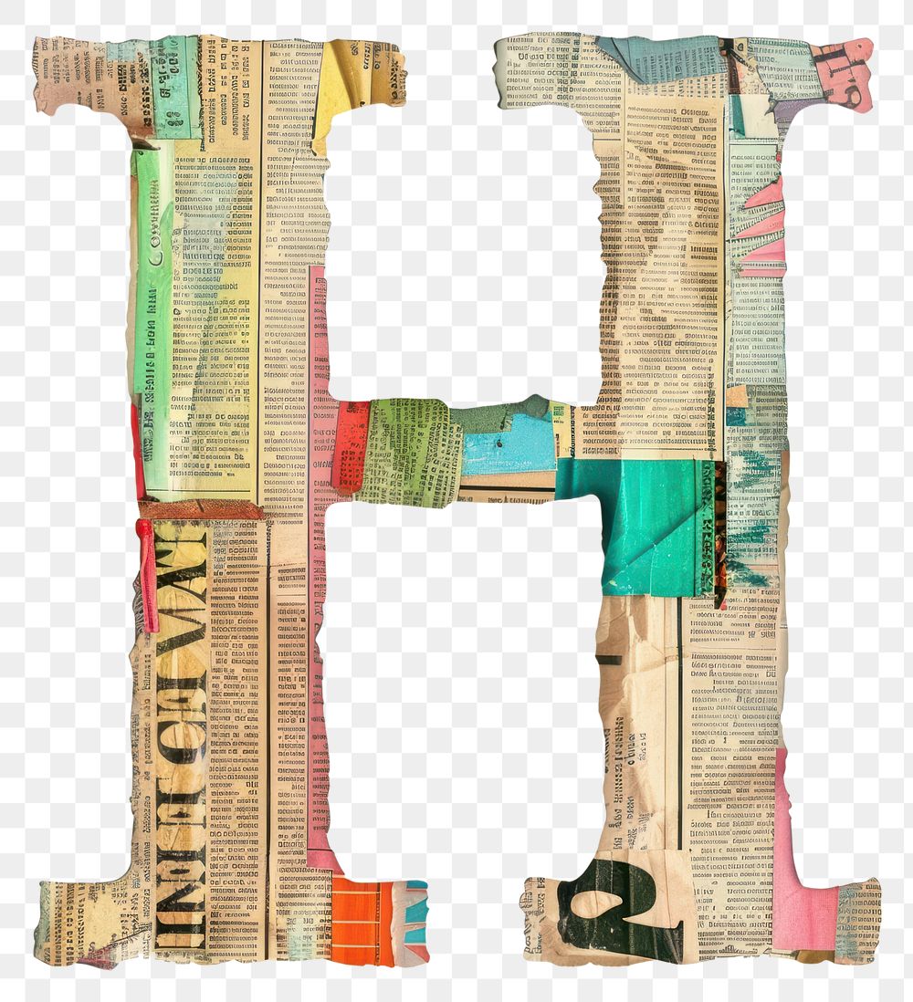 Magazine paper letter H collage text art.