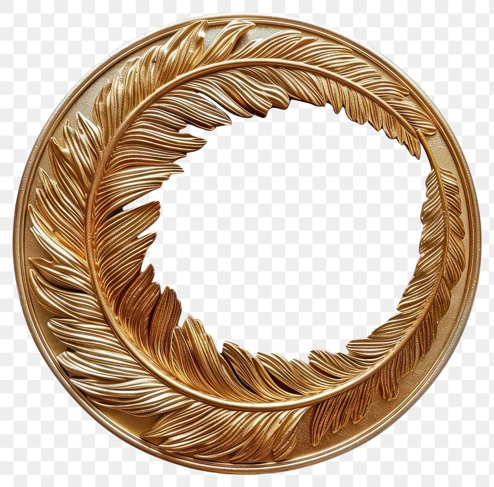 PNG Nouveau art of feather frame gold jewelry circle