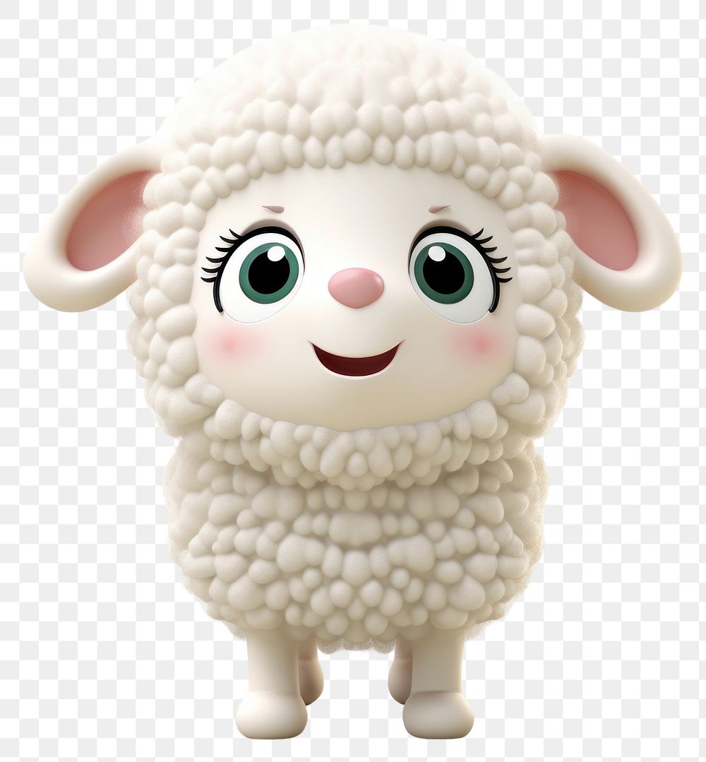 PNG 3d render llustrations of funny face sheep figurine animal mammal