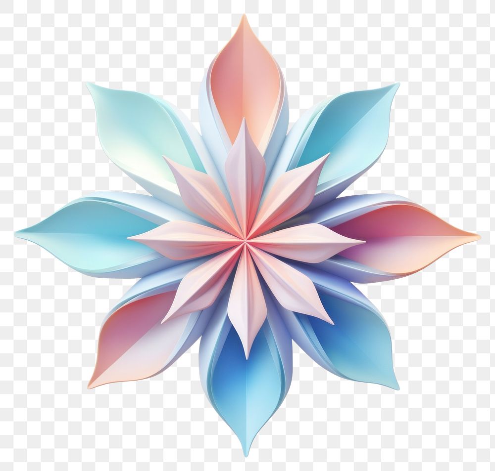 PNG Pastel snowflake origami pattern flower.
