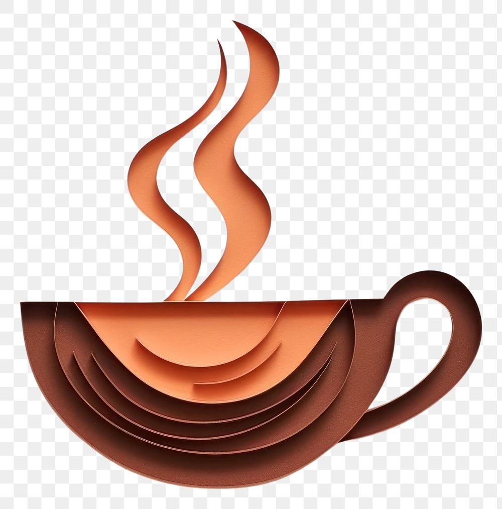 PNG Color paper cutout illustration of a coffee cup drink mug art.