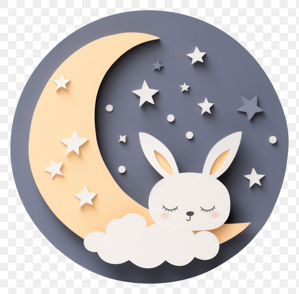 PNG A moon in a dark night and a bunny on the moon cute representation celebration.