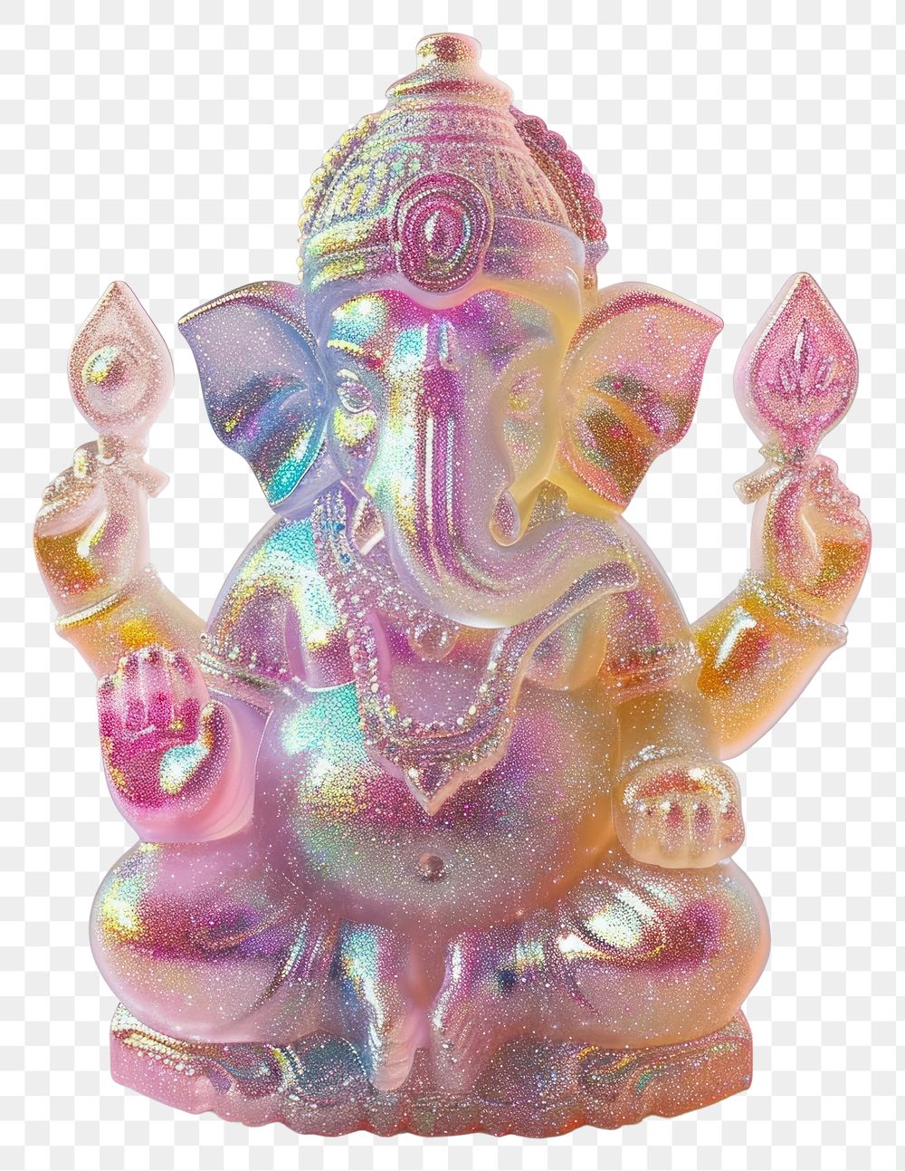 PNG  3d jelly glitter Ganesha art representation spirituality.
