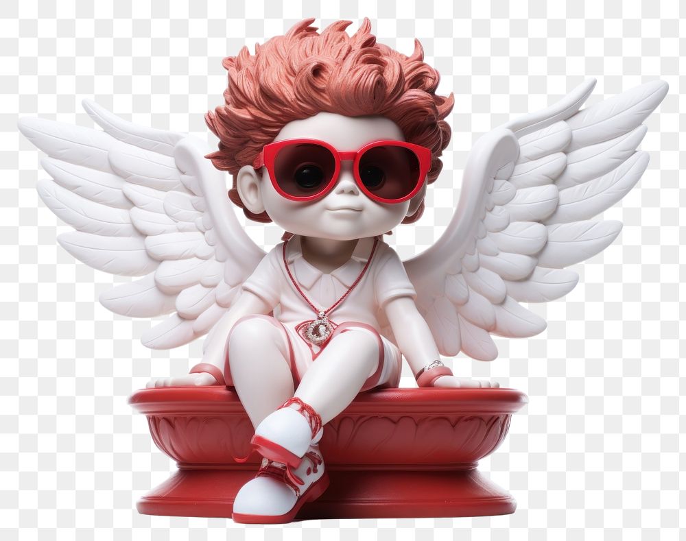 PNG Cupid statue with sunglasses white cute representation.