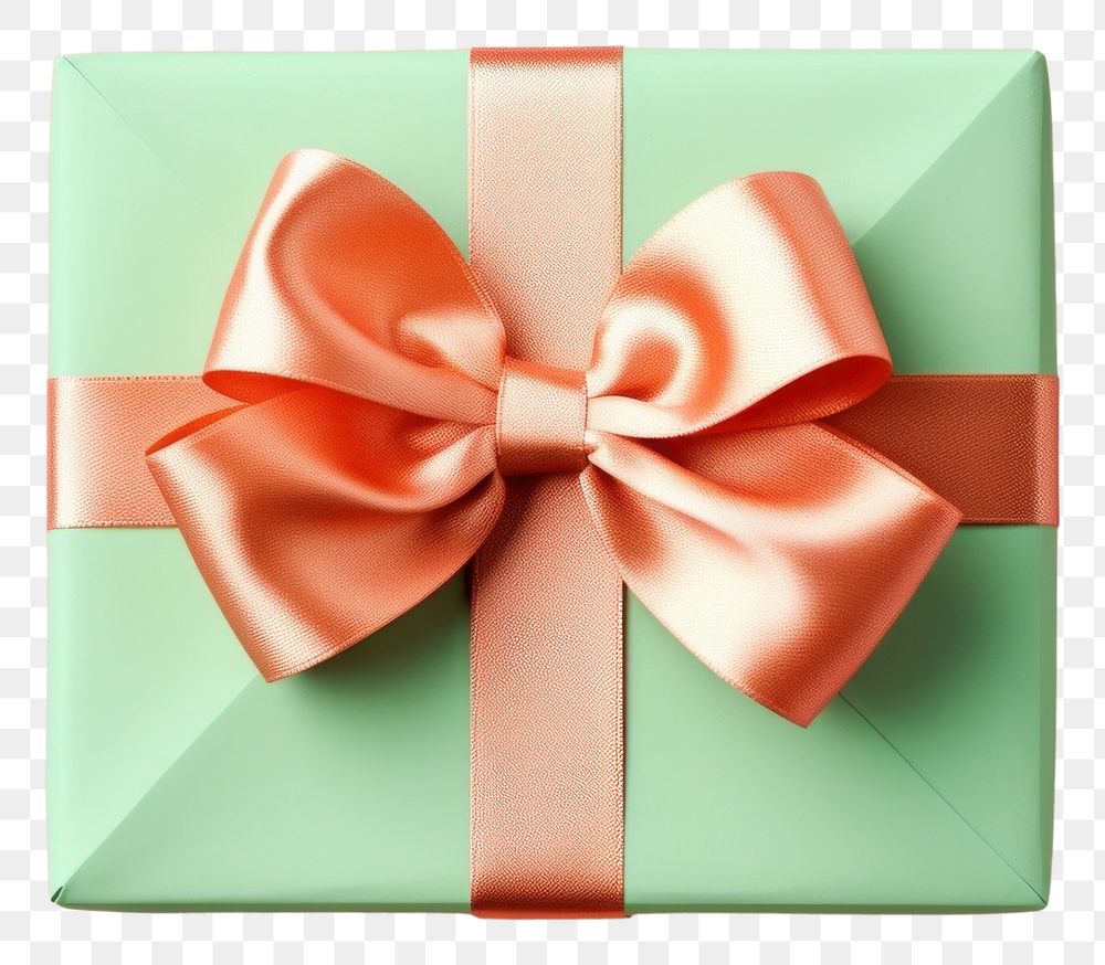 PNG Pink gift with bright orange bow ribbon green anniversary.