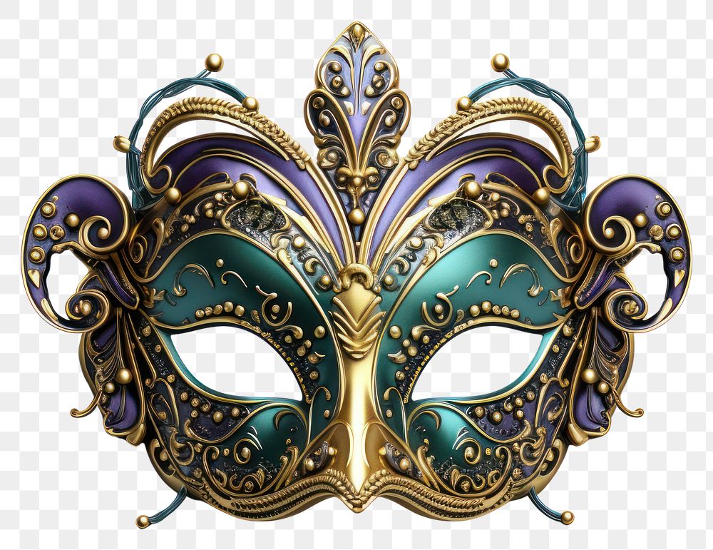 PNG Mardi gras mask carnival jewelry white background.