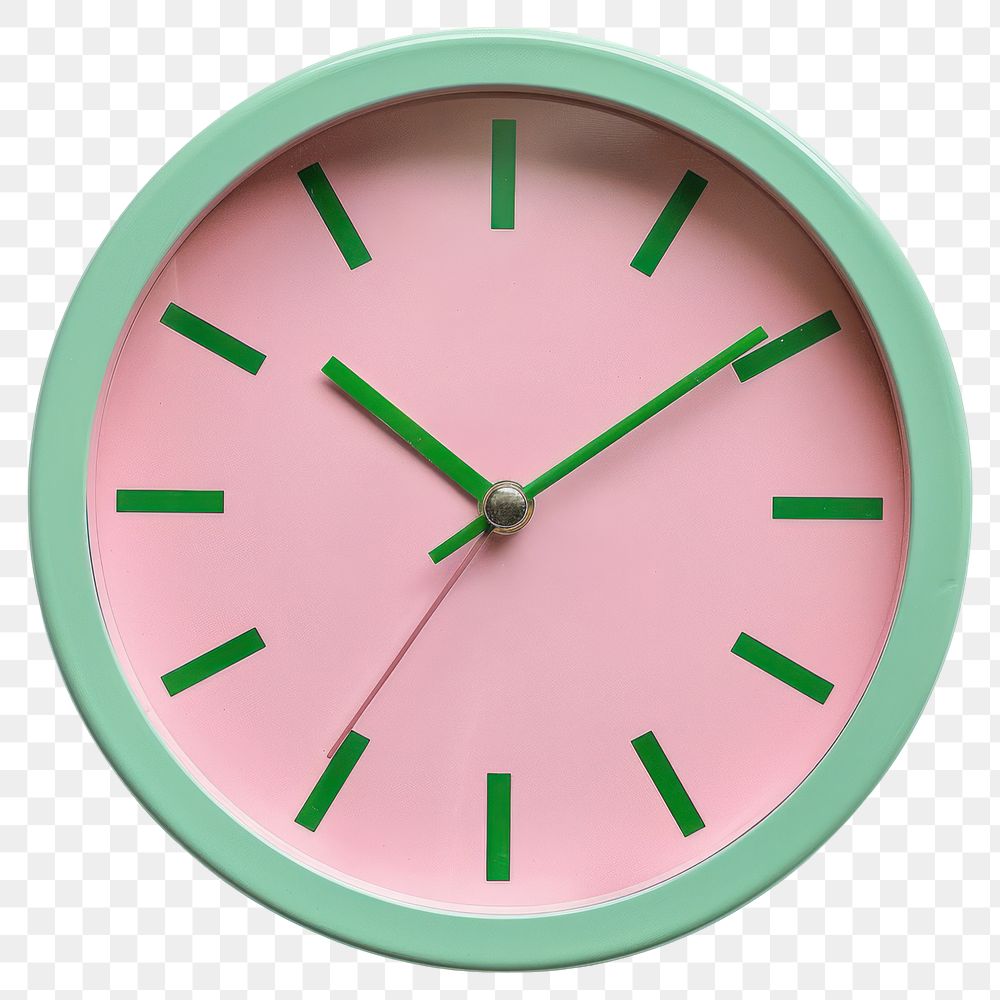 PNG Pink and green clock white background deadline accuracy.