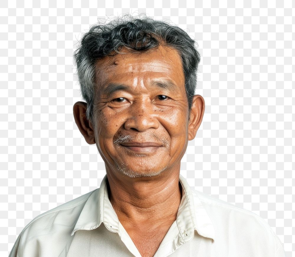 PNG Thai old man with short wavy hair portrait photography adult.