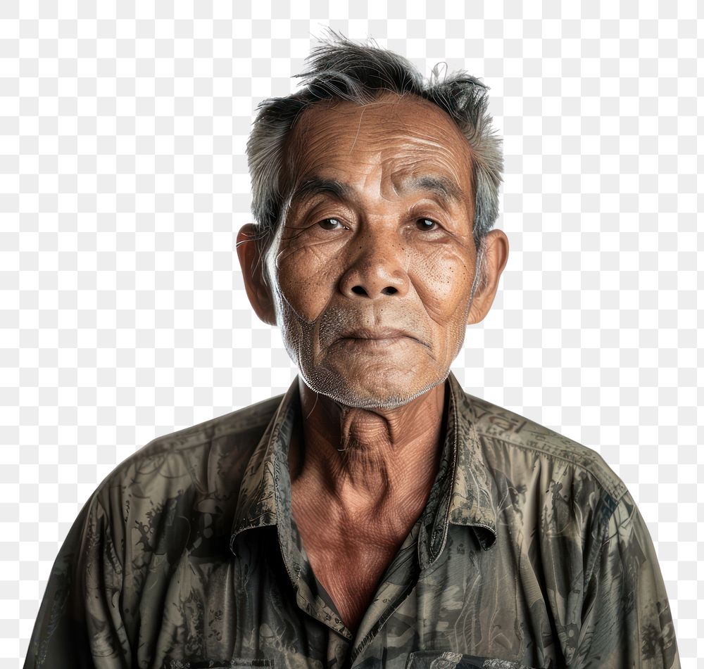 PNG Thai old man with short wavy hair portrait photography adult.