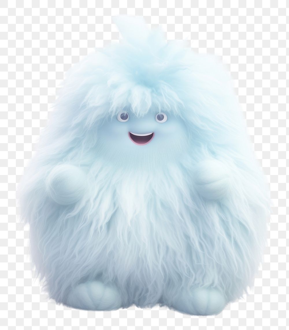 PNG Fluffy blue circle monster wave hand mammal white toy.