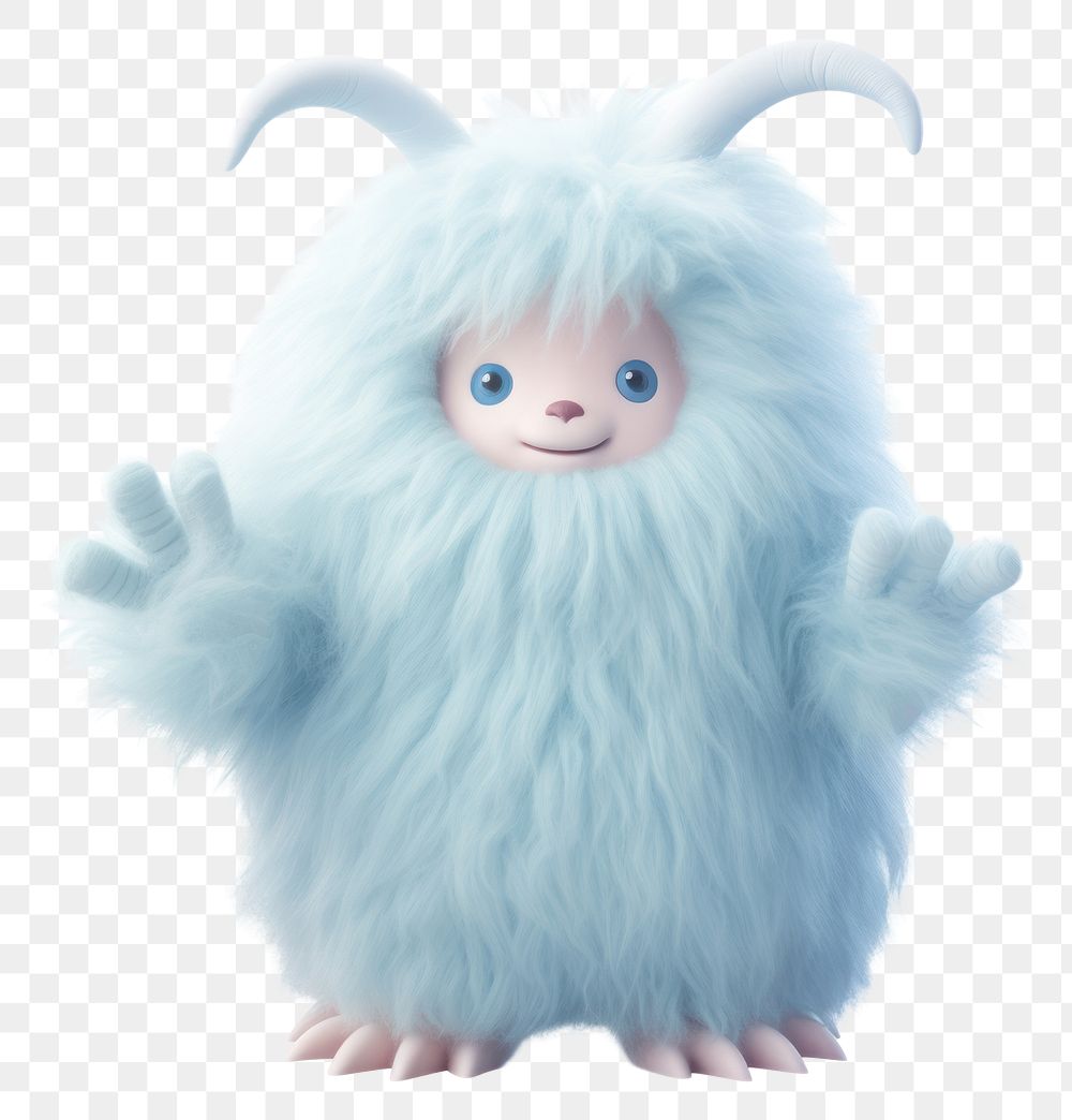 PNG Fluffy blue circle monster wave hand animal mammal cute.
