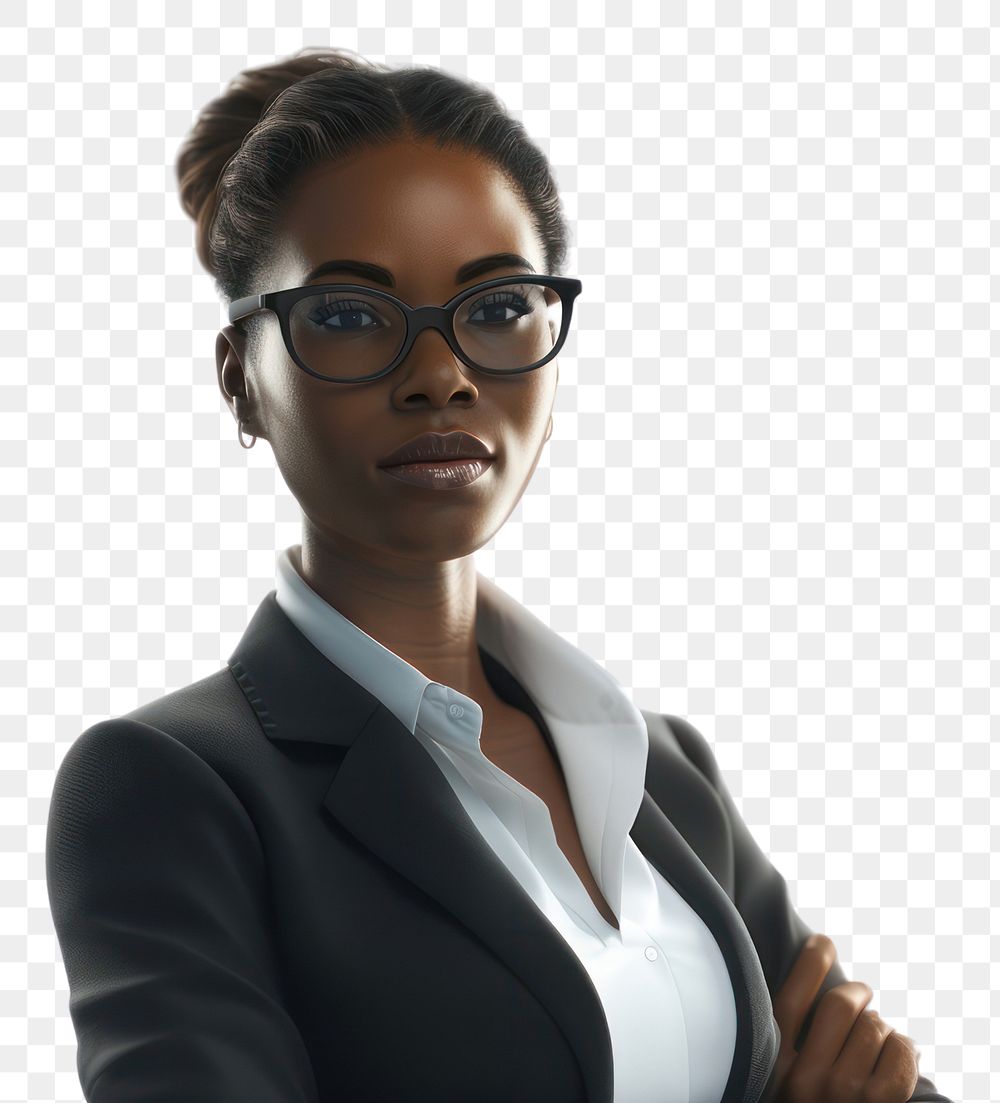 PNG African american businesswoman portrait glasses adult.