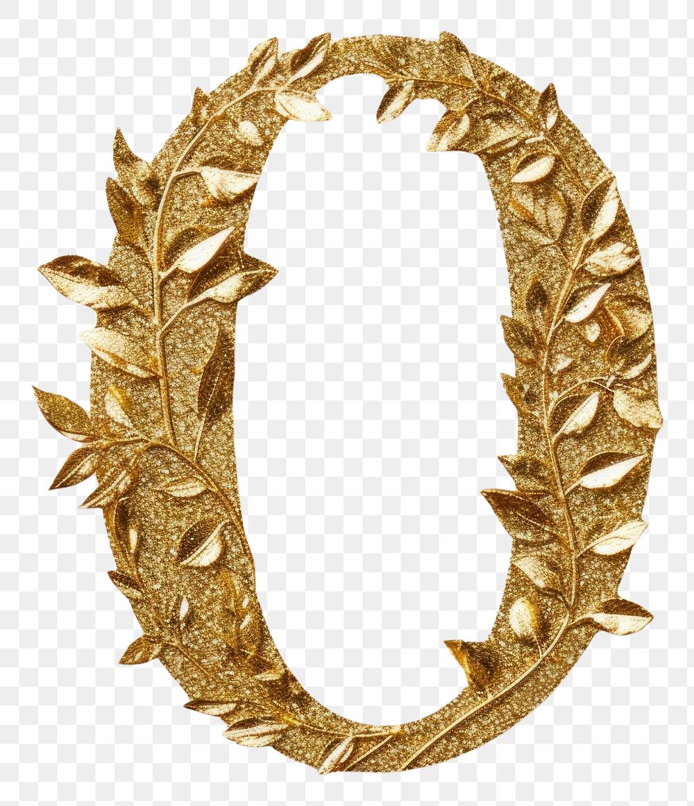 PNG Gold jewelry font leaf.