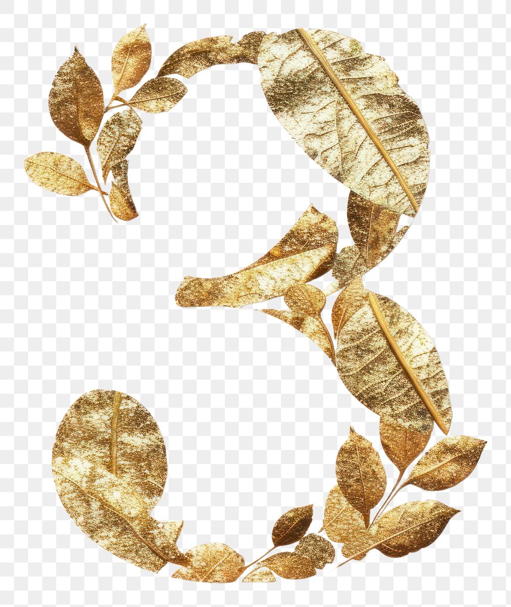 PNG Leaf font gold text.
