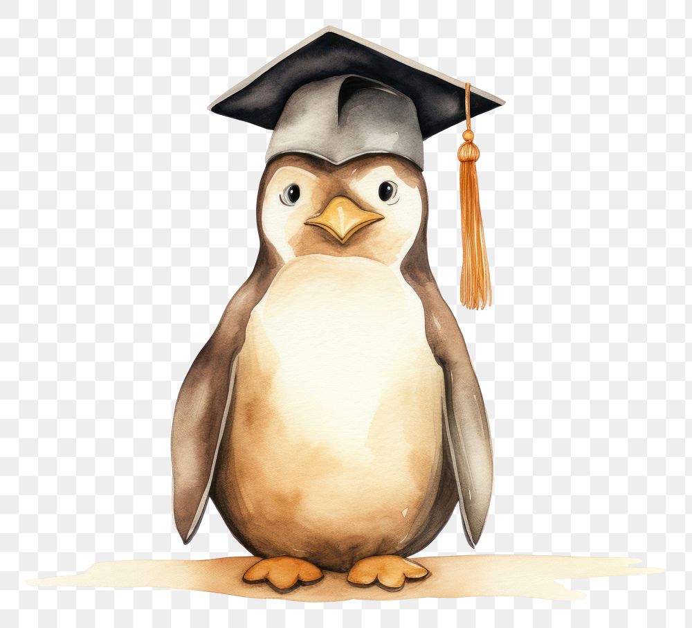 PNG Penguin wearing graduate hat animal bird 