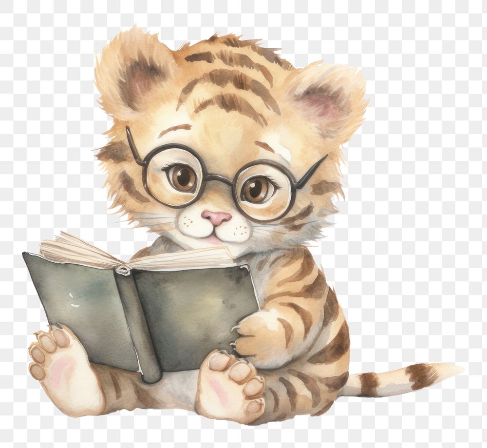 PNG Baby tiger mammal book art.