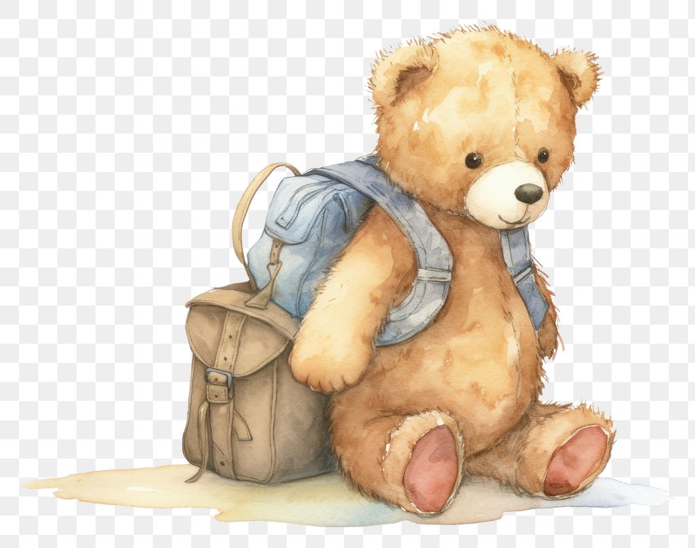 PNG Teddy bear backpack toy white background.