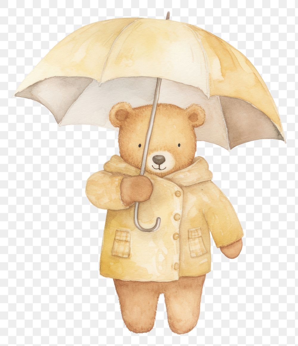 PNG Teddy bear umbrella toy white background.