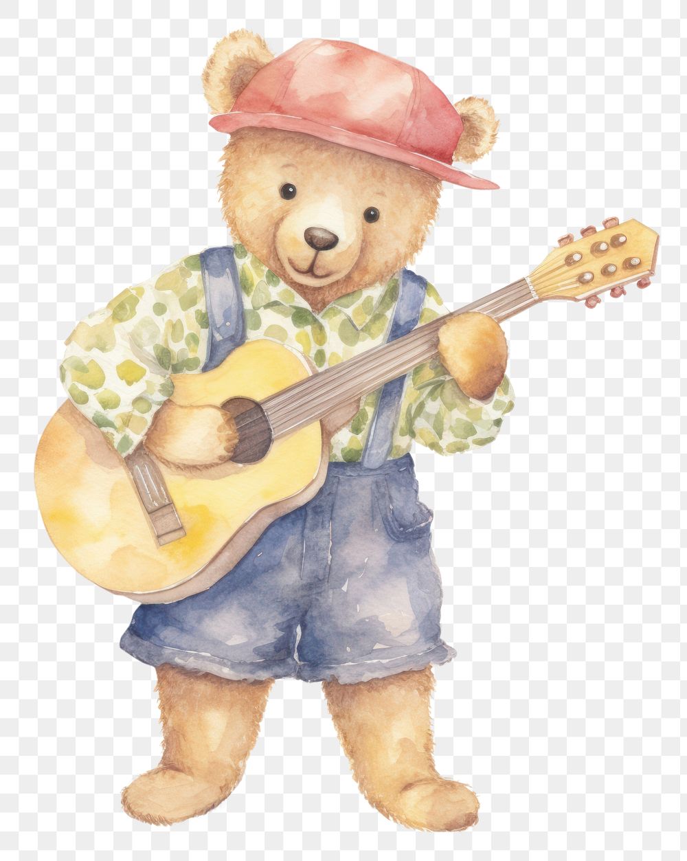 PNG Teddy bear guitar holding toy.