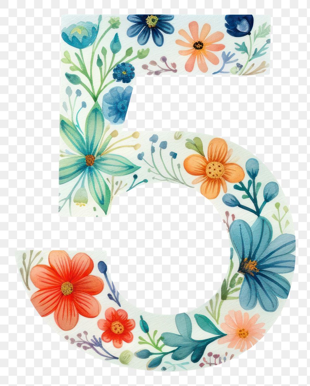 PNG Number flower text white background.