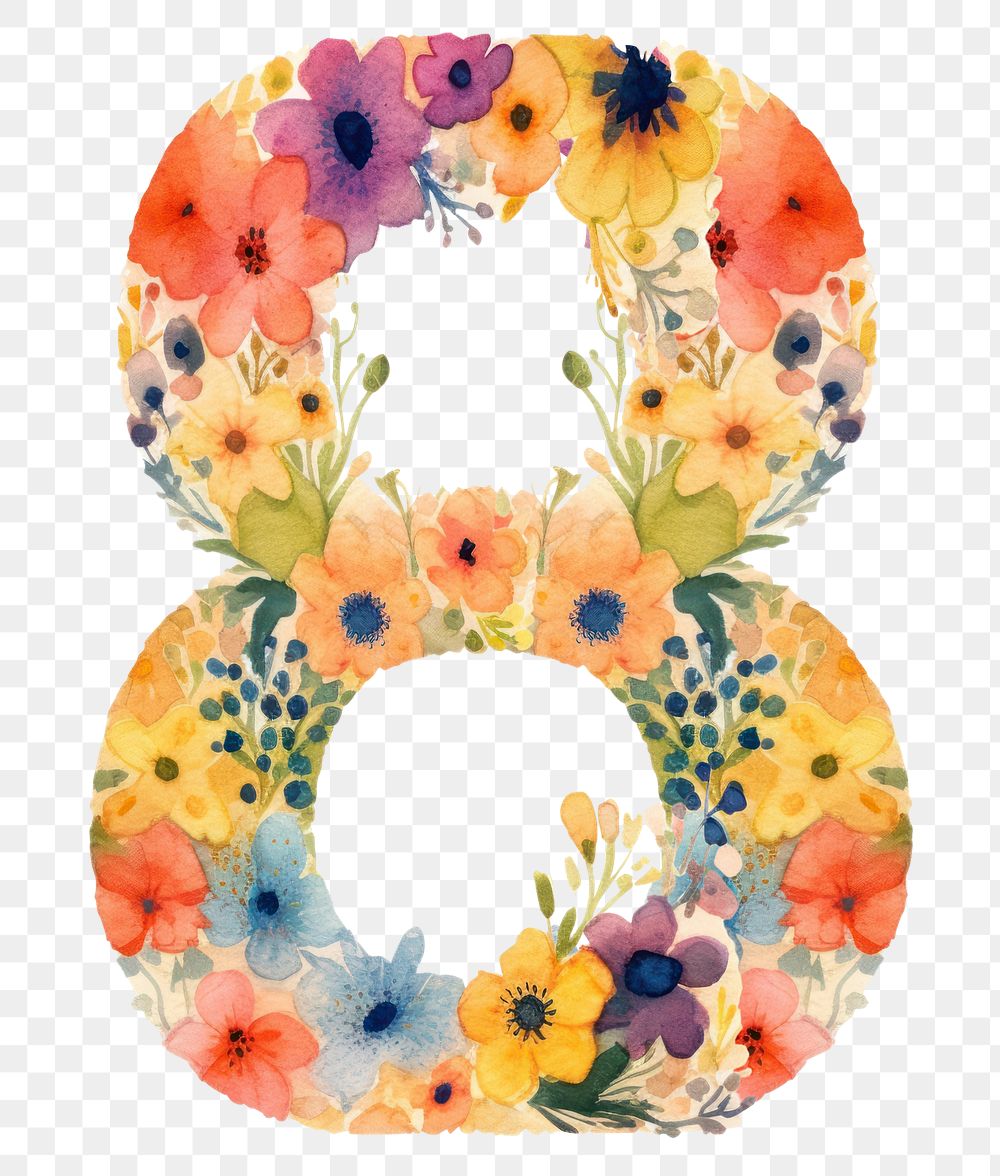 PNG Pattern flower number text.