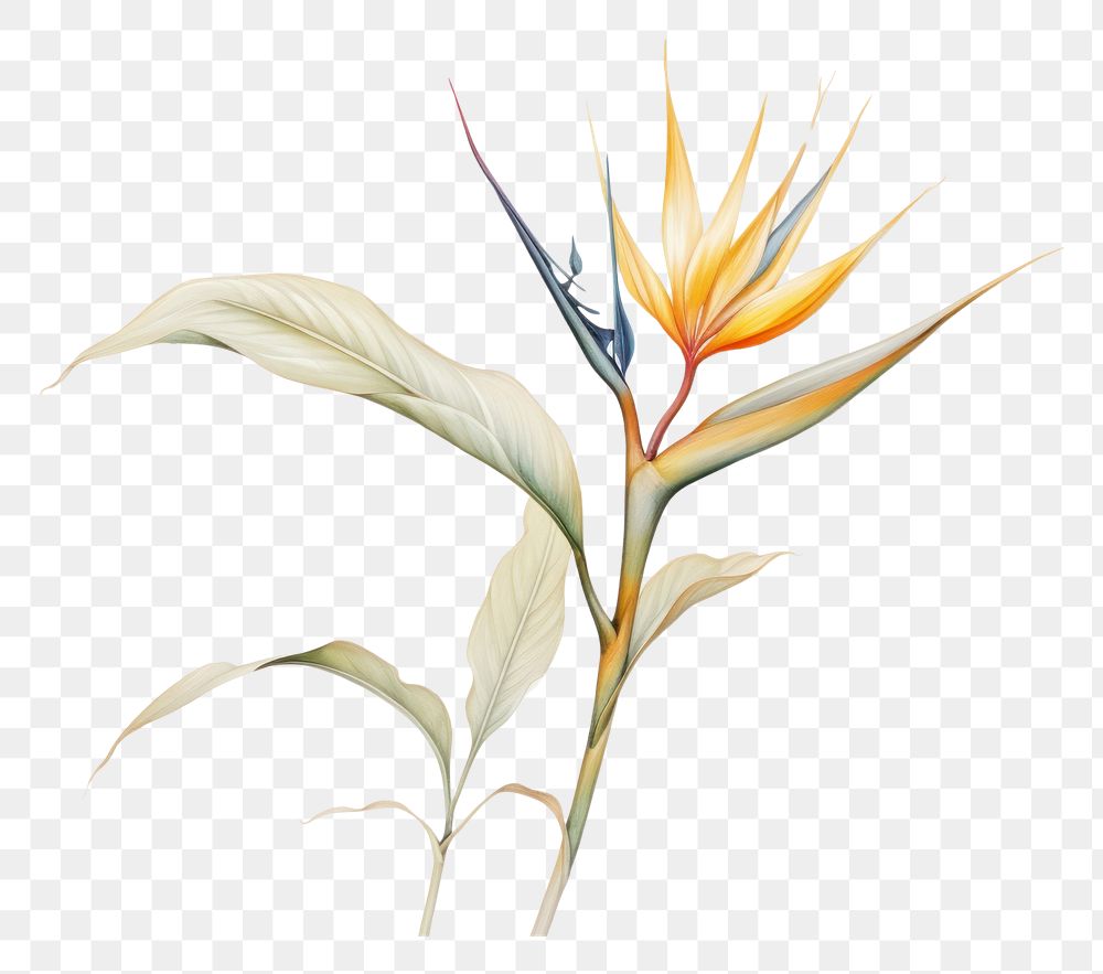 PNG Botanical illustration bird of paradise drawing flower sketch