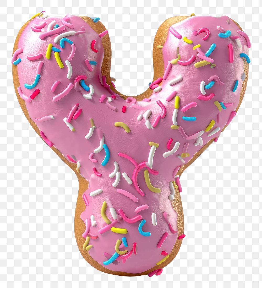 PNG Cute Donut in Alphabet Shaped of Y sprinkles dessert cartoon.