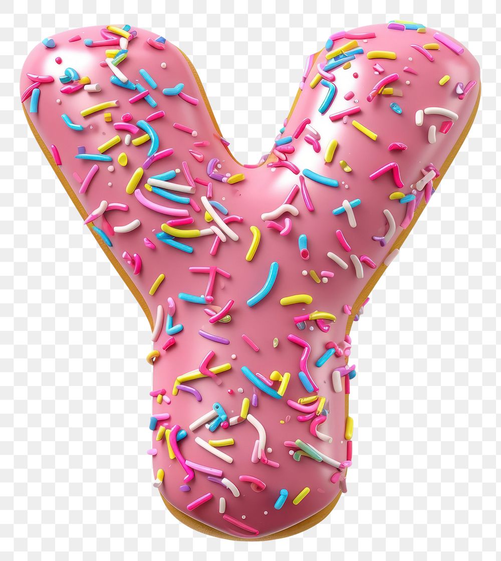 PNG Cute Donut in Alphabet Shaped of Y sprinkles dessert donut