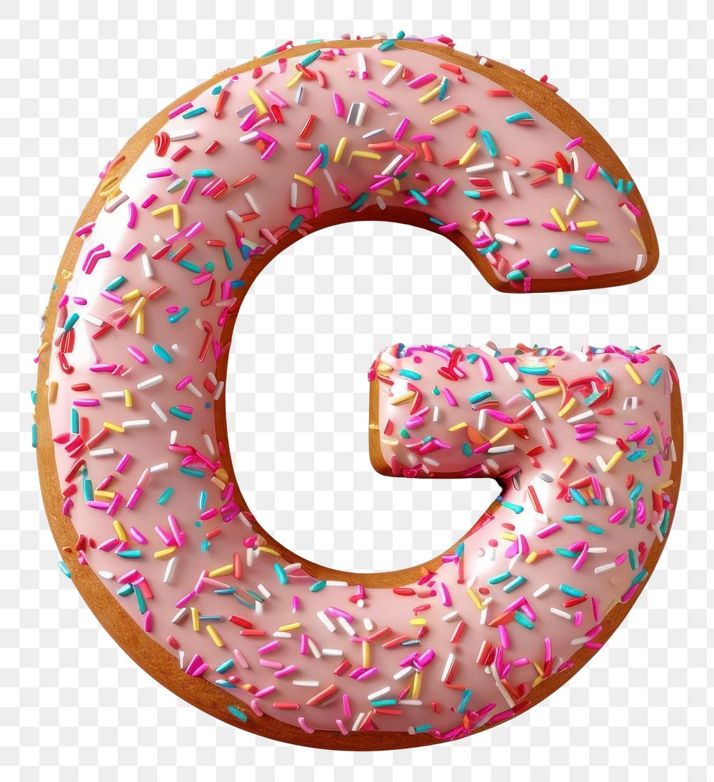 PNG Donut in Alphabet Shaped of G dessert donut shape.