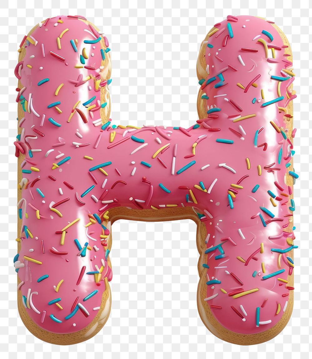 PNG Donut in Alphabet Shaped of H dessert cartoon food.