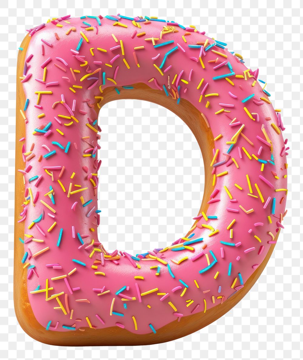 PNG Donut in Alphabet Shaped of D donut dessert food.