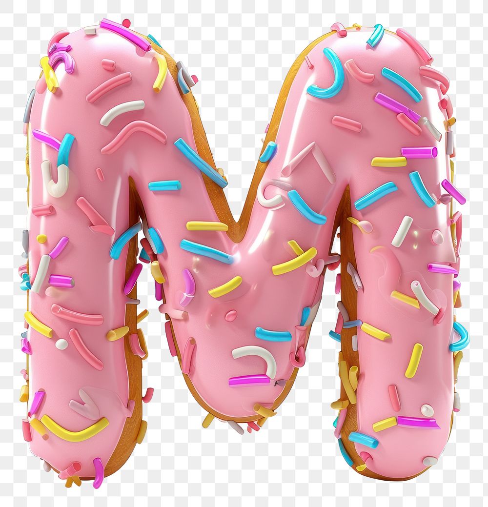 PNG Donut in Alphabet Shaped of M dessert donut white background.