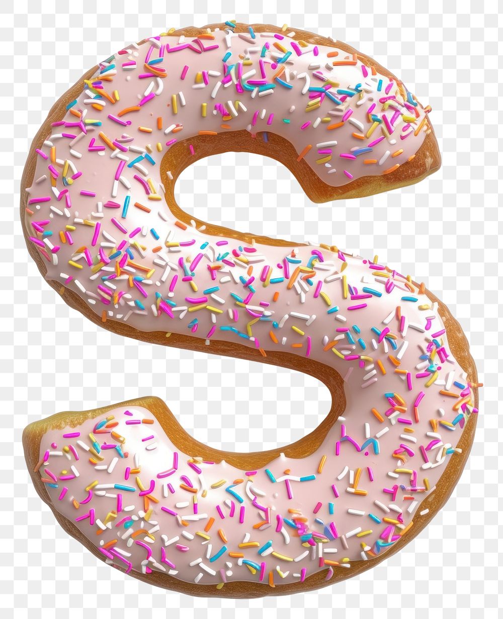 PNG Donut in Alphabet Shaped of S dessert donut shape.