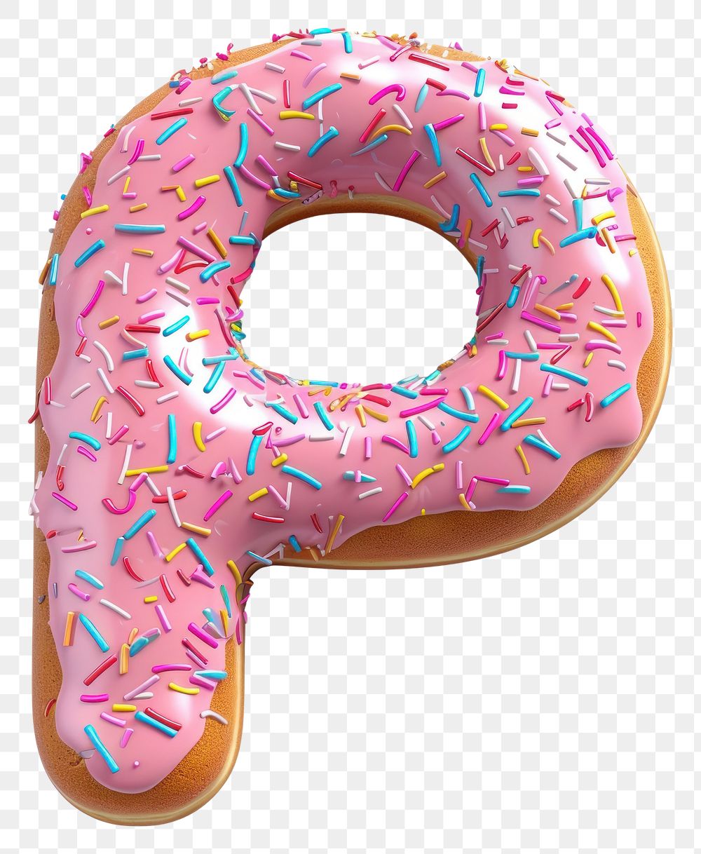 PNG Donut in Alphabet Shaped of P donut dessert shape.