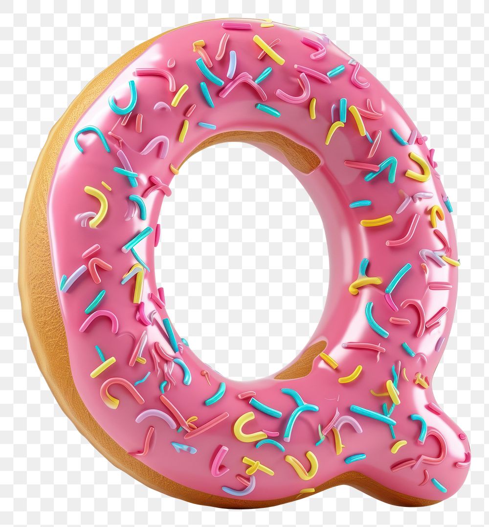 PNG Donut in Alphabet Shaped of Q donut sprinkles dessert.