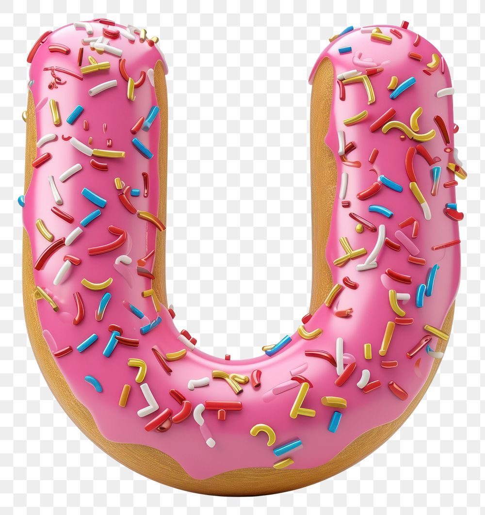 PNG Donut in Alphabet Shaped of U donut sprinkles dessert