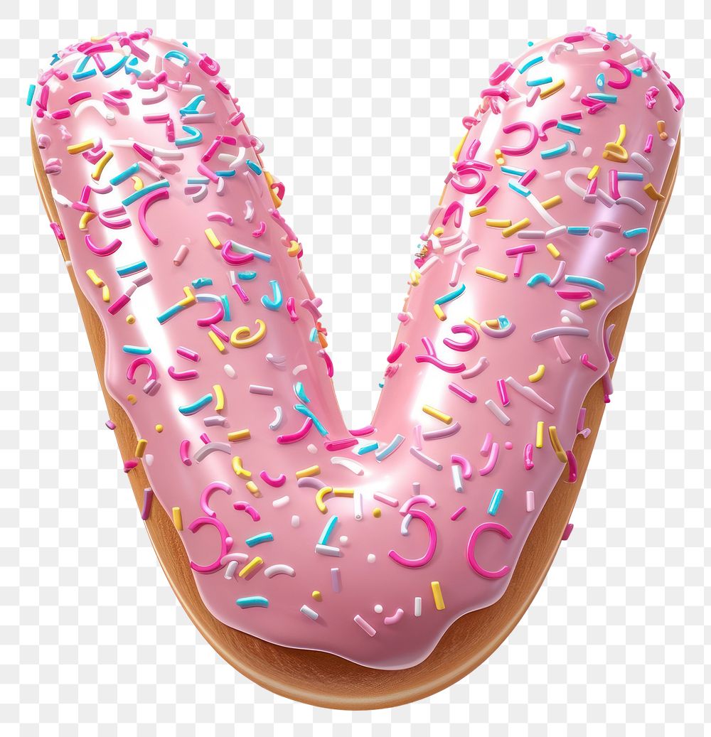 PNG Donut in Alphabet Shaped of V dessert donut food.