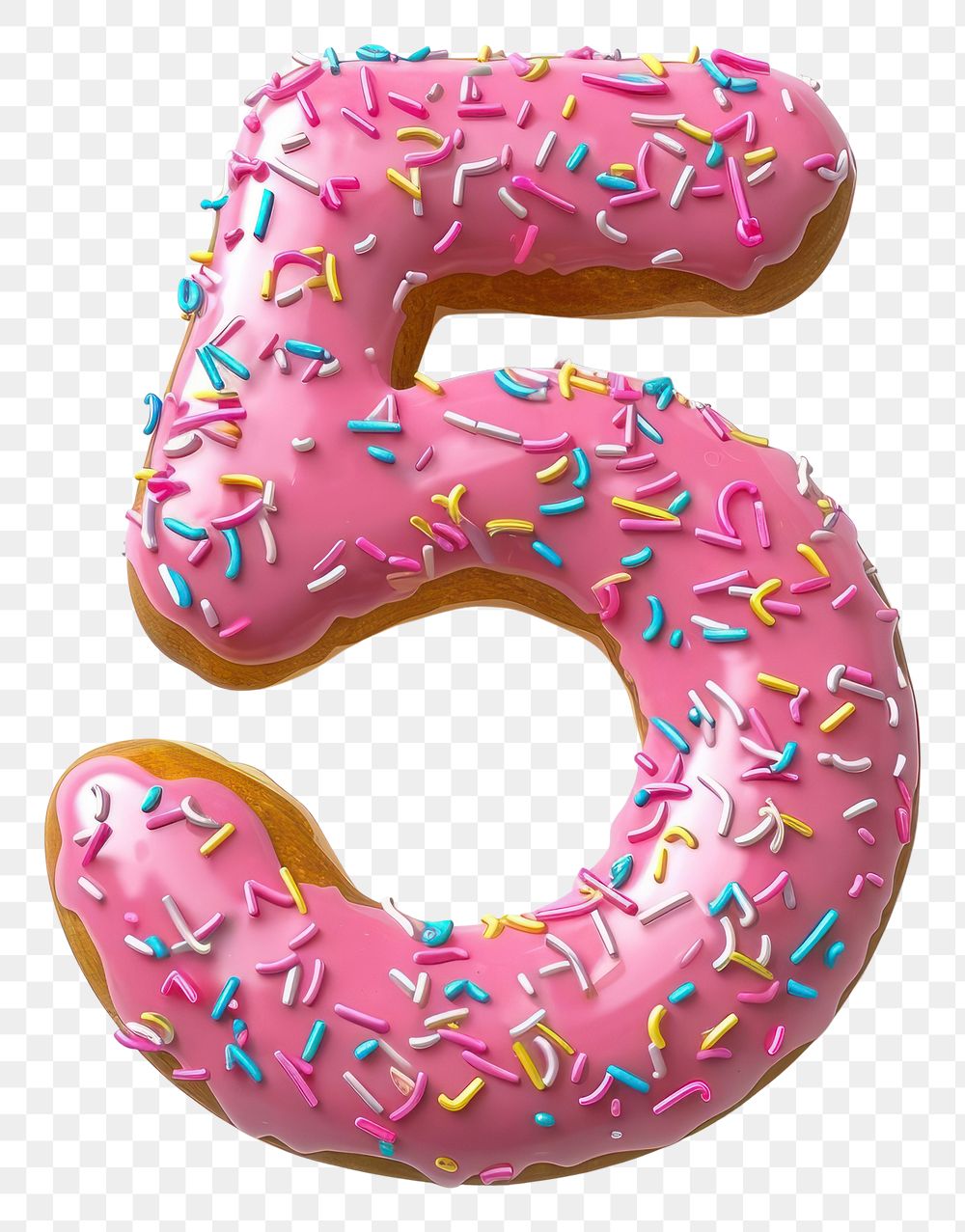 PNG Donut in Number Shaped of 5 number dessert donut.