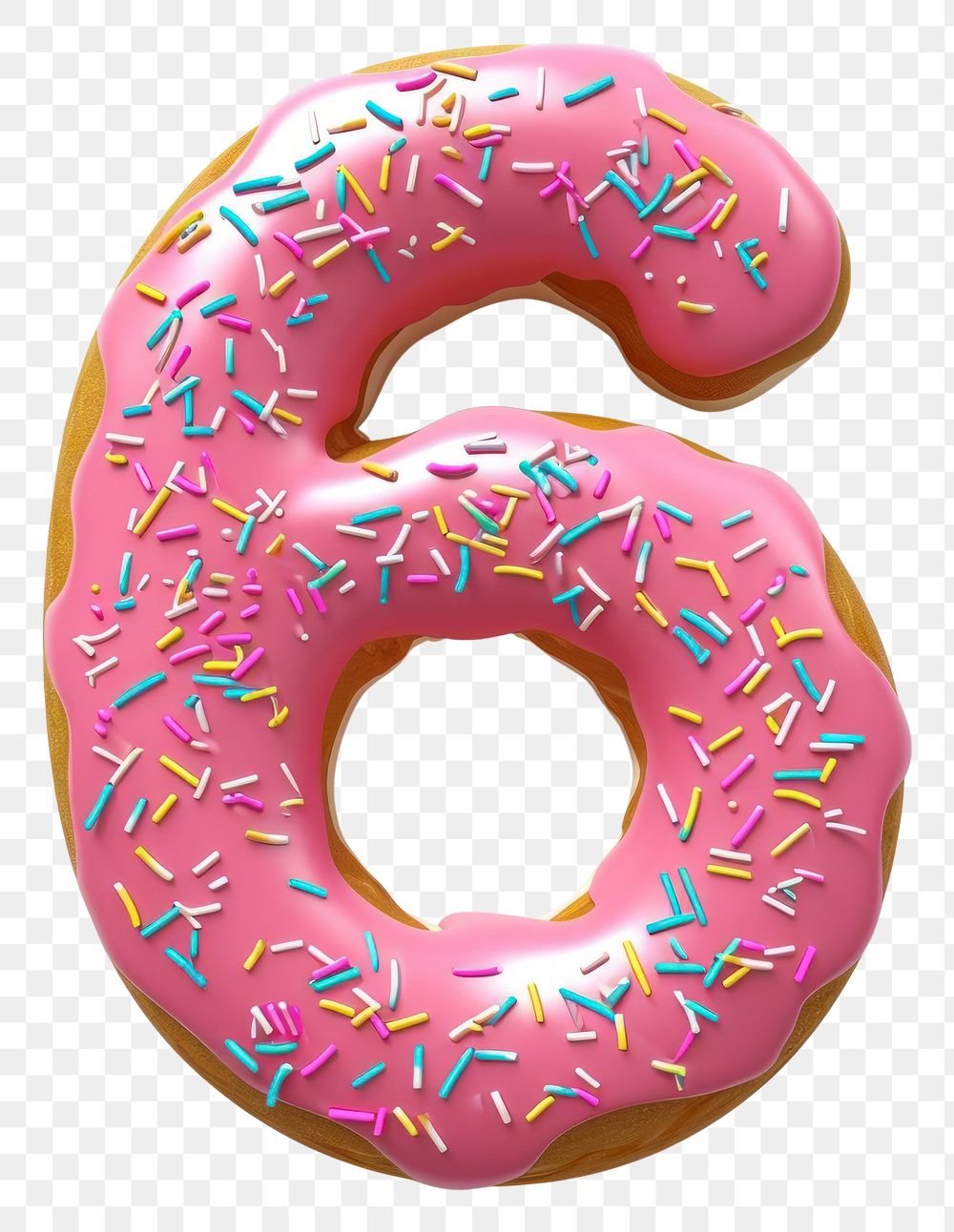 PNG Donut in Number Shaped of 6 donut dessert shape.