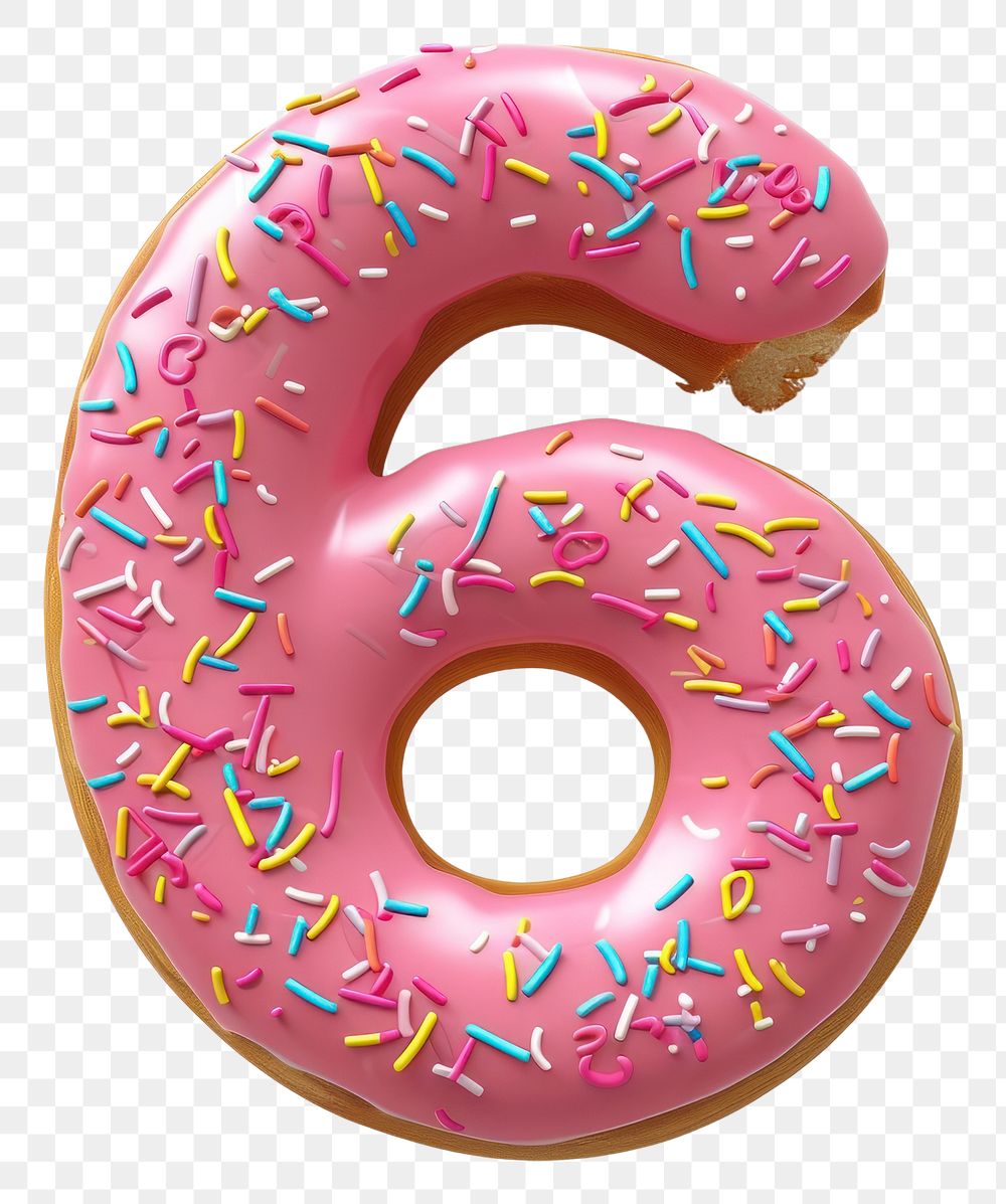 PNG Donut in Number Shaped of 6 donut dessert number.