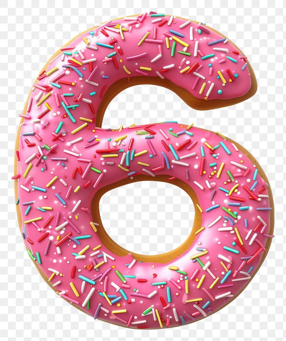 PNG Donut in Number Shaped of 6 donut dessert number.